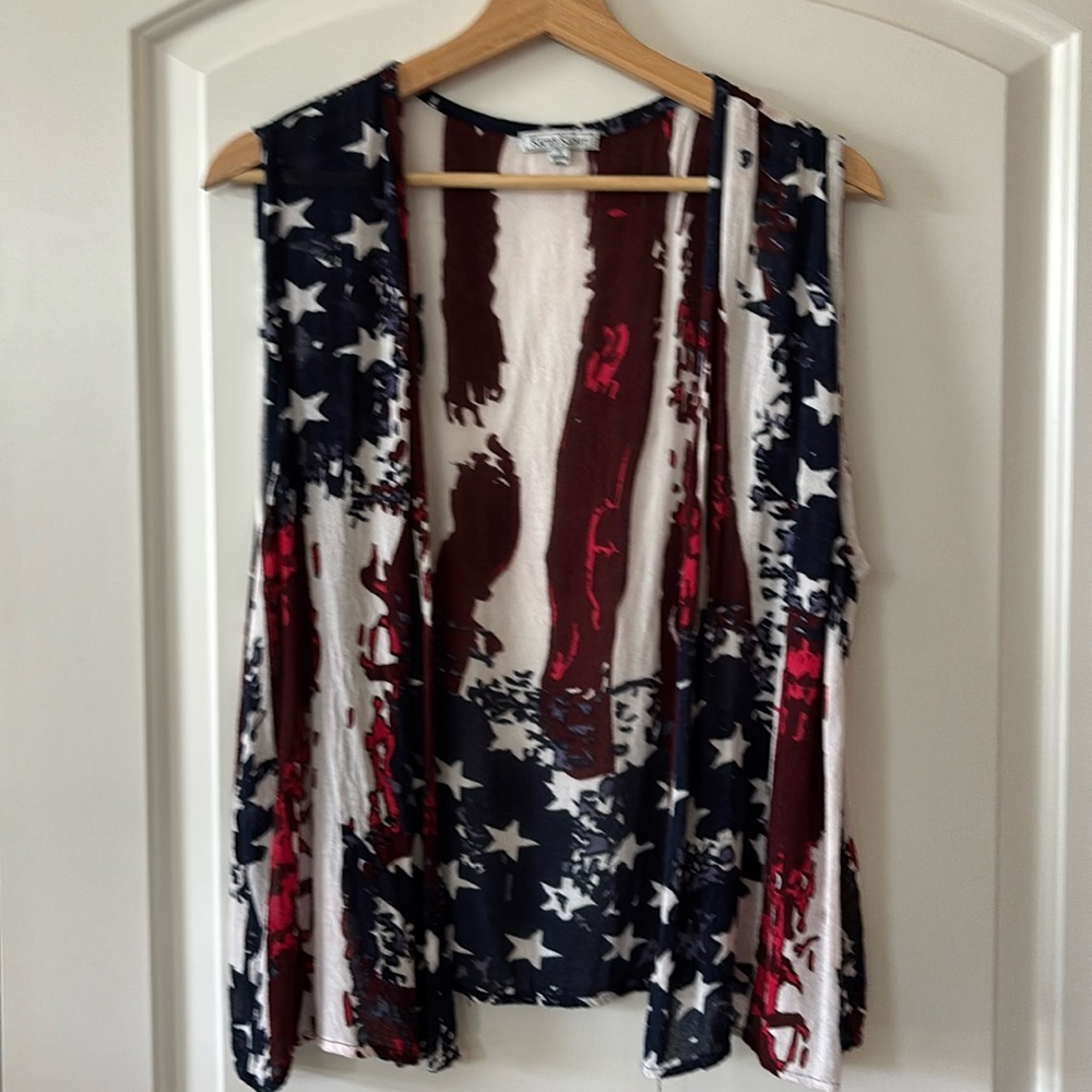 Vintage USA American Flag Summer lightweight Vest Katie’s Kloset Size Small
